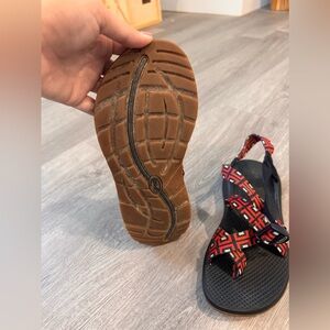 Women’s Red, White, and Navy Chaco Sandals with Toe Ring